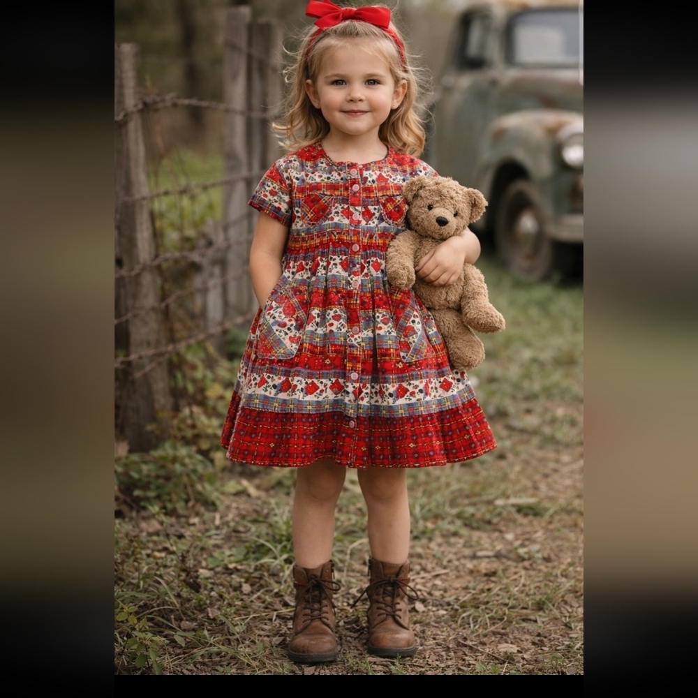 NWOT Carlisle girls 4-5 multicolor short sleeve button-down dress